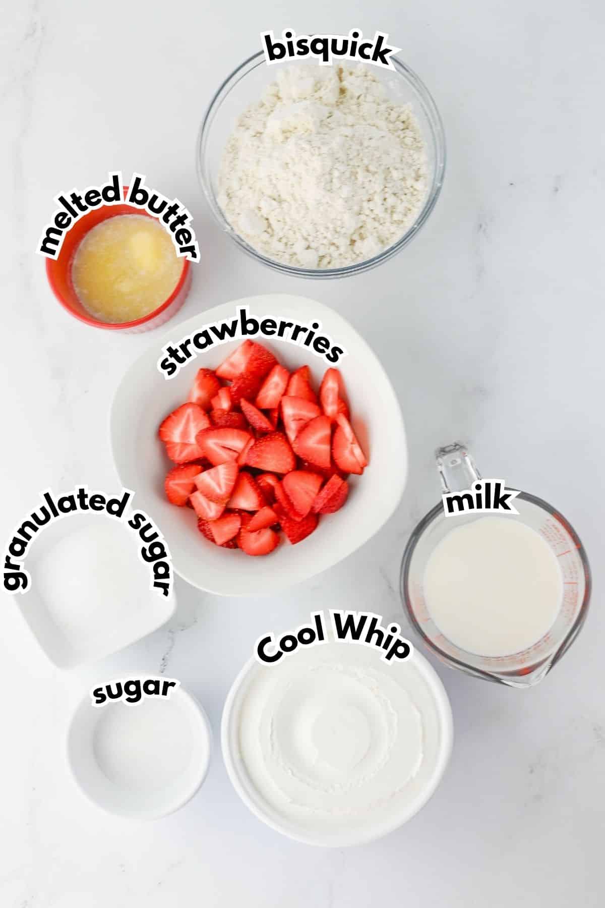 Bowls of ingredients on a counter ready to cook.