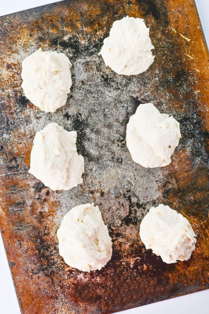 Biscuits on a baking sheet.