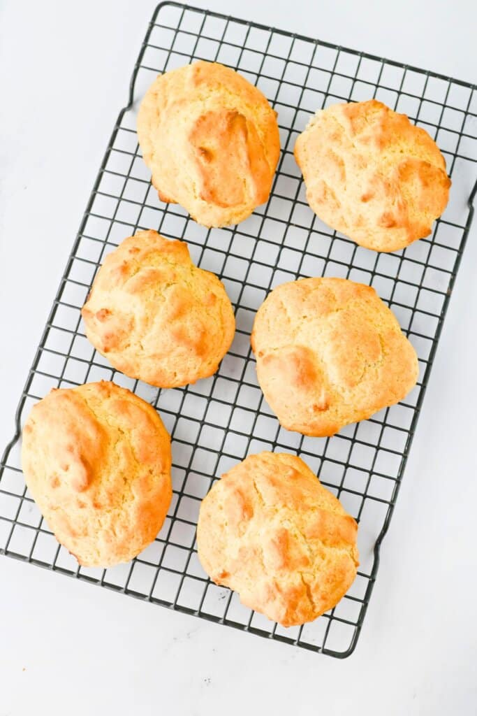 Biscuits on a wire rack.