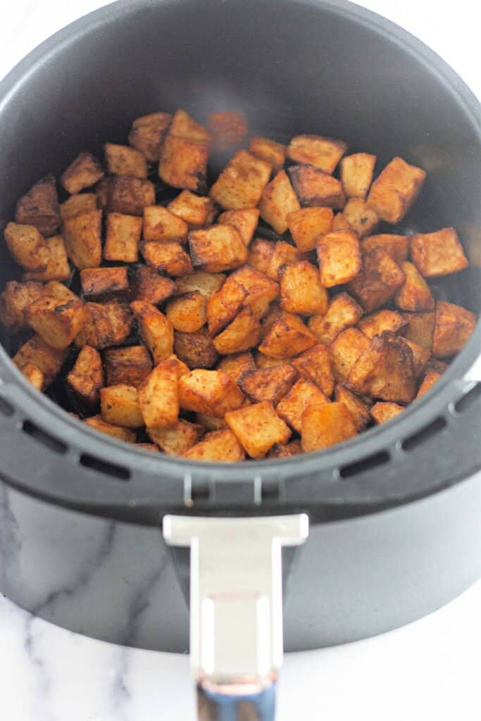Hashbrowns in an air fryer.