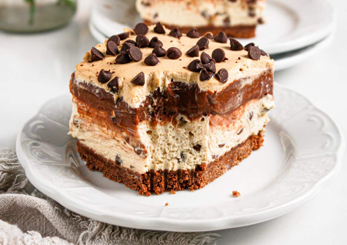 Slice of cannoli delight on a plate.
