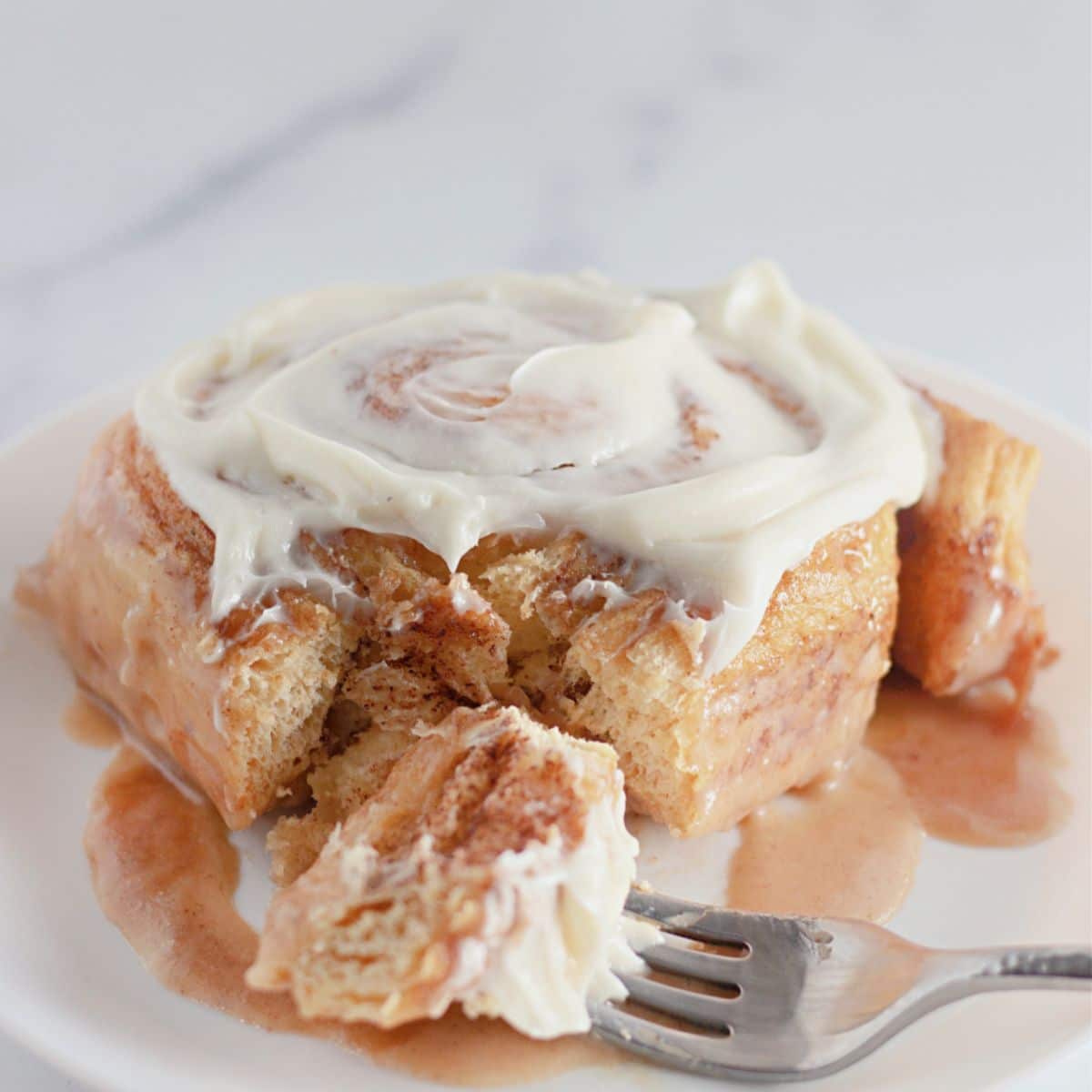 Cinnamon roll on a plate.