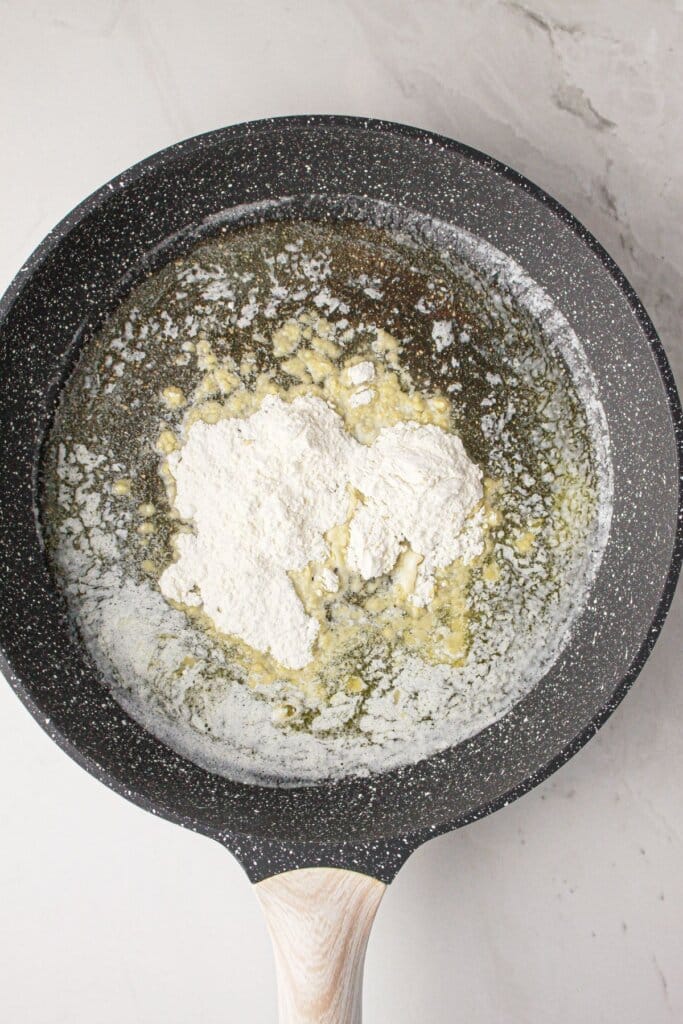 Flour and butter in a skillet.