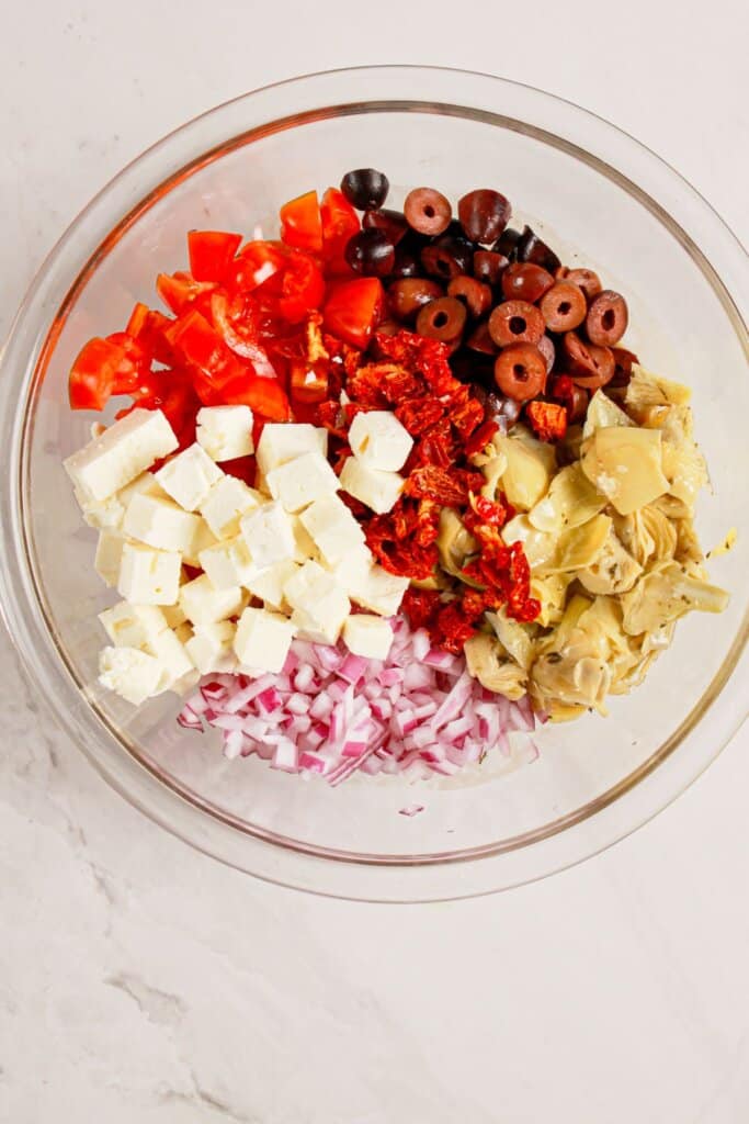 Ingredients in a glass bowl.