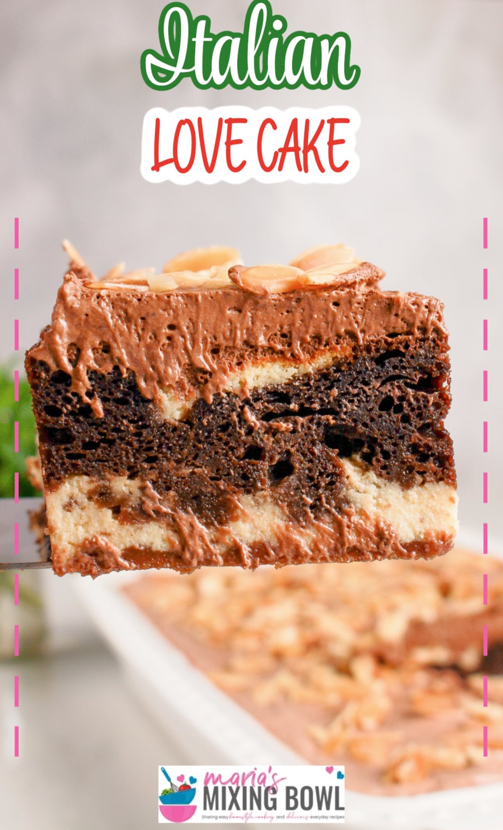 Slice of Italian love cake on a plate.