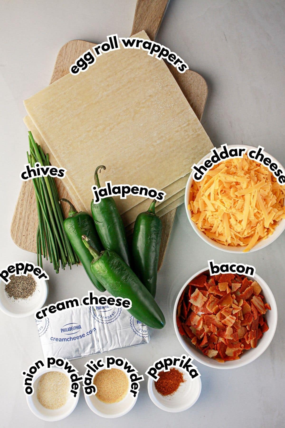 Bowls of ingredients on a counter ready to cook.