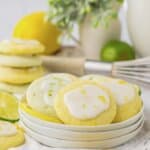 Lemon and Lime cookies on a small plate.