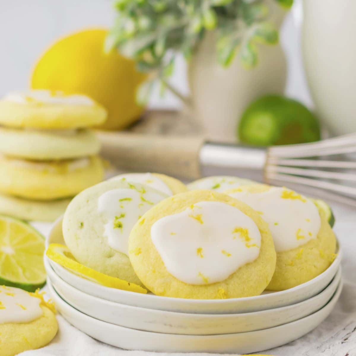 Lemon and Lime cookies on a small plate.