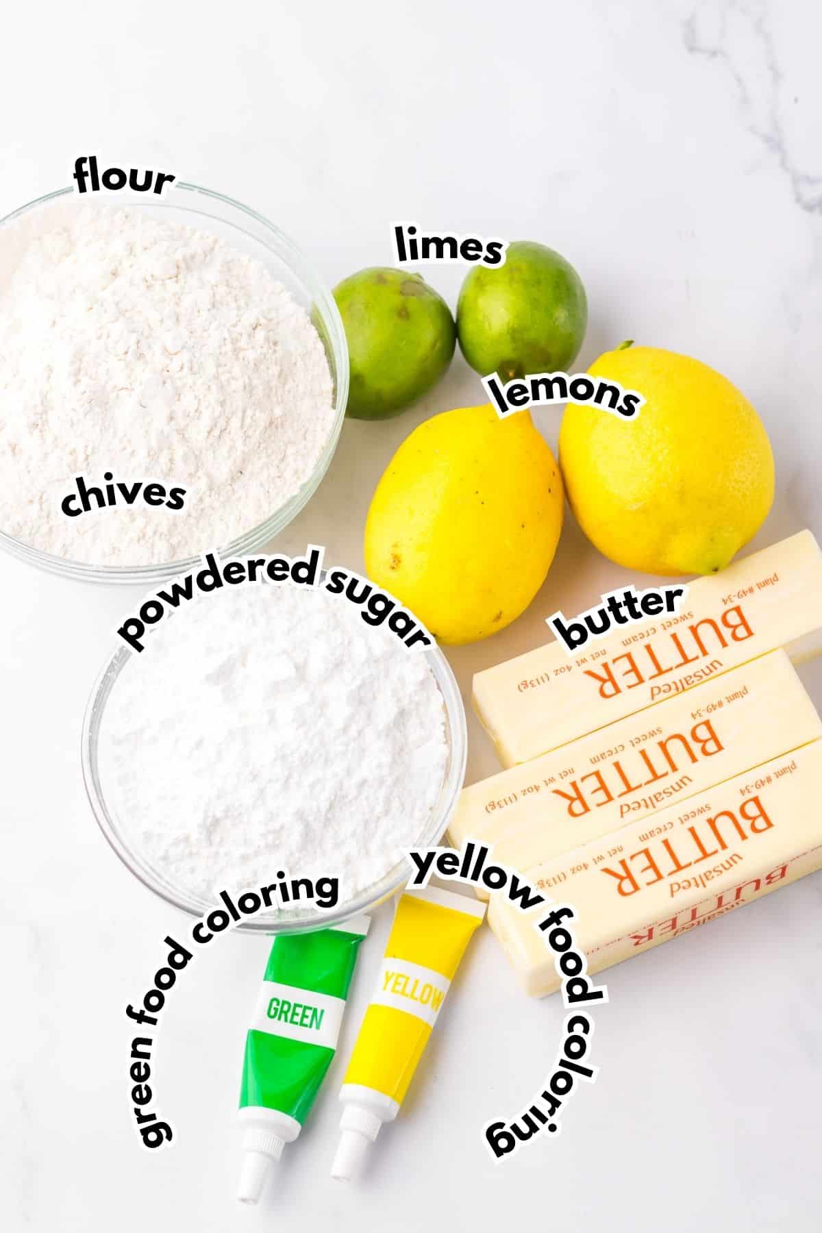 Bowls of ingredients on a counter.