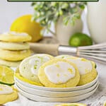 Lemon and Lime cookies on a small plate.