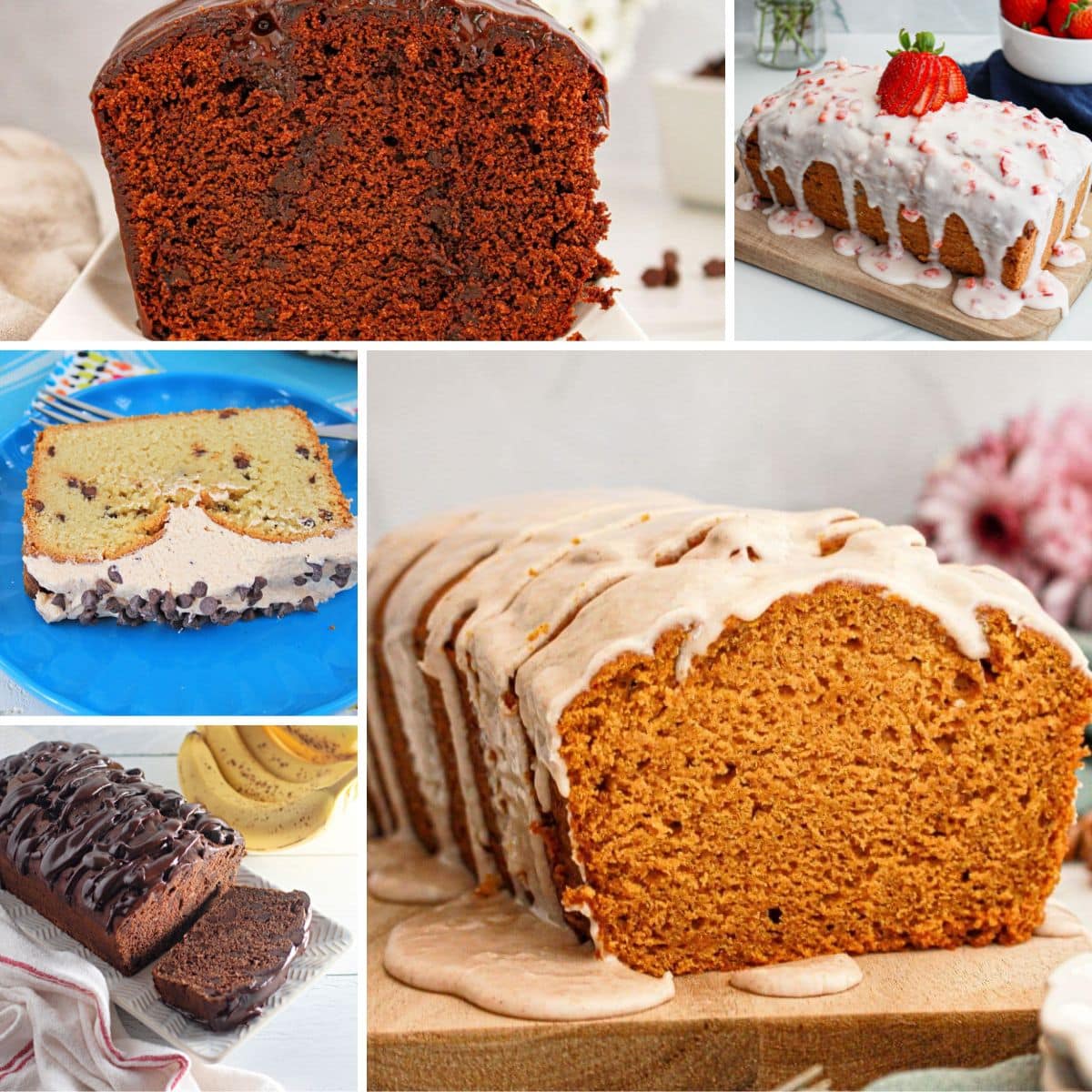 Collage of sweet quick breads.
