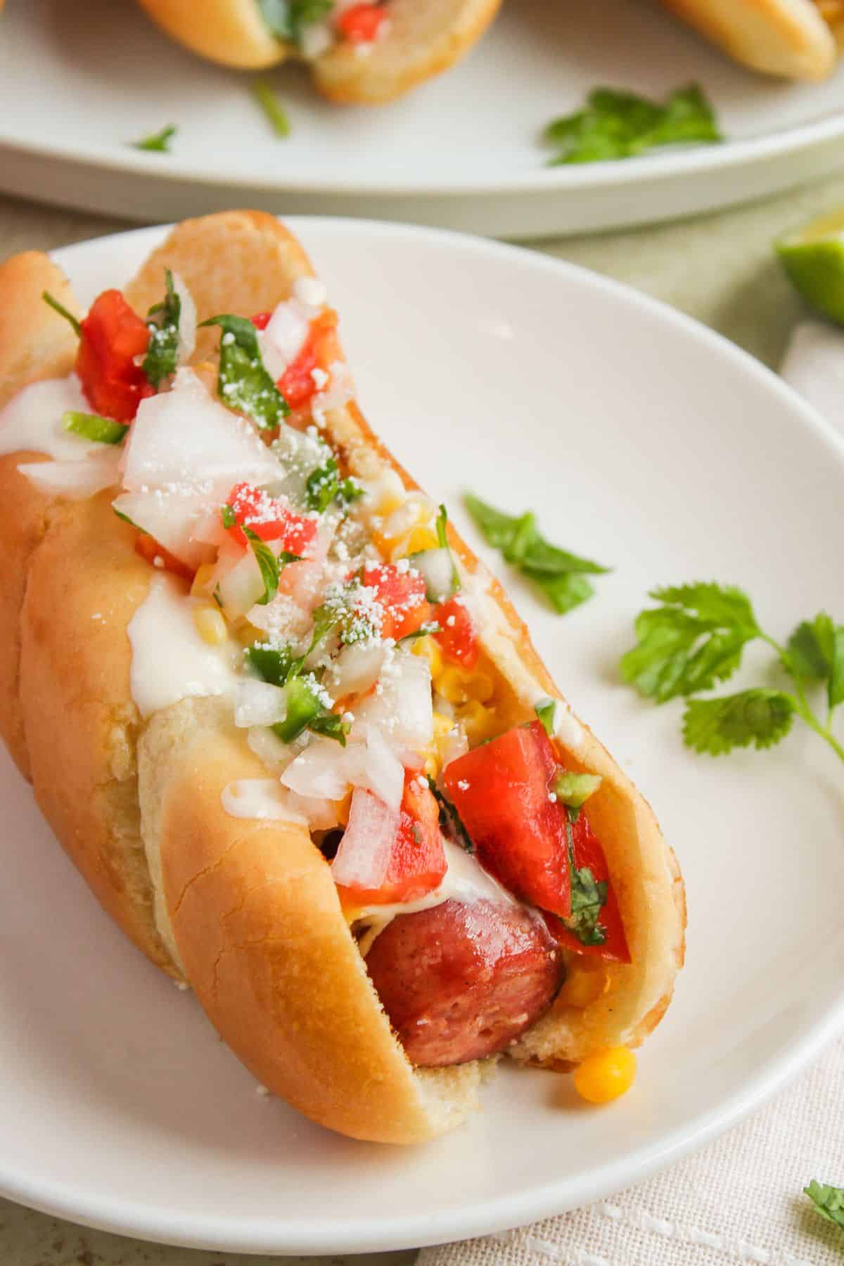 Tex mex sausage dogs on a plate.
