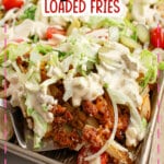 Plate full of big mac loaded fries.