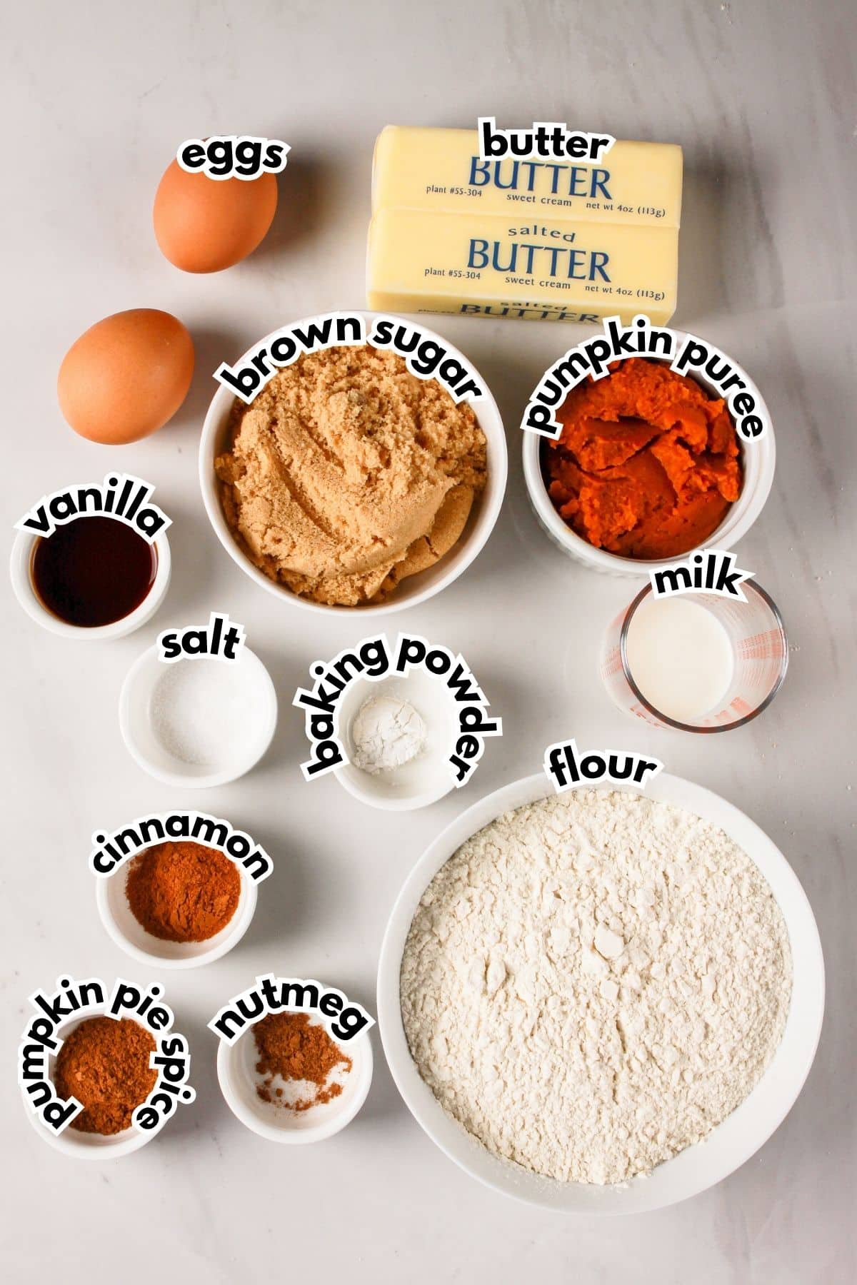 Bowls of ingredients on a counter.