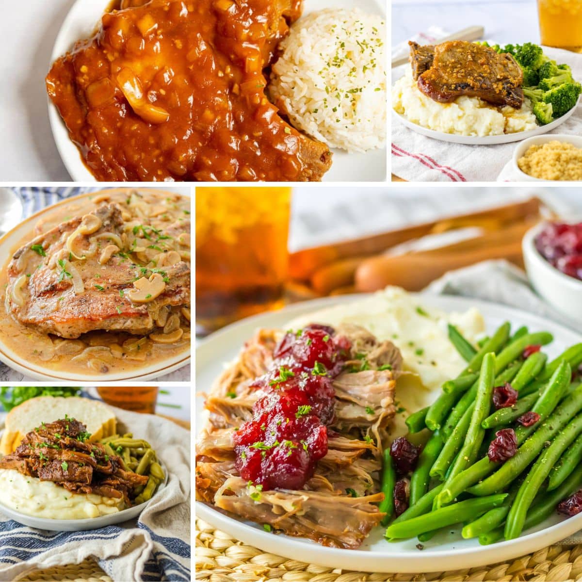 Collage of slow cooker pork recipes.