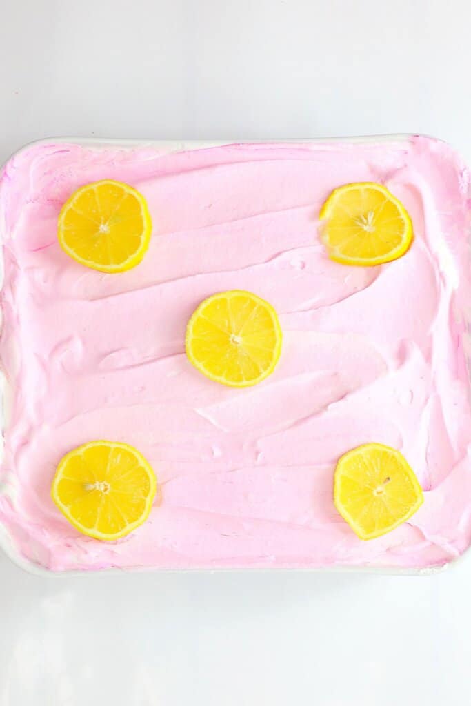 Cake in a baking dish.