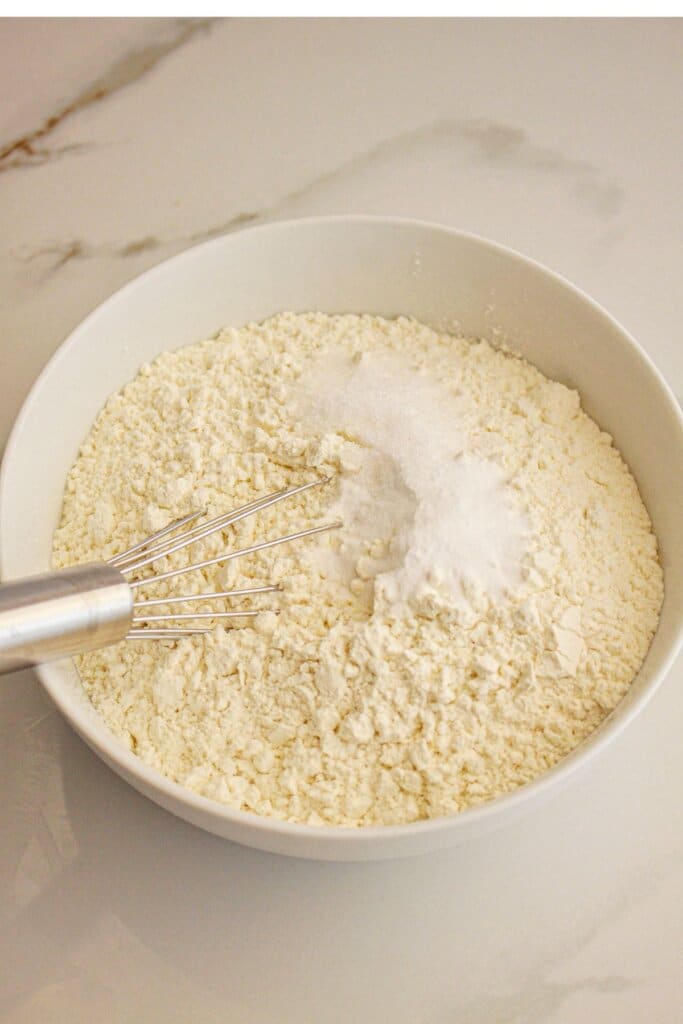 Dry ingredients in a medium bowl.