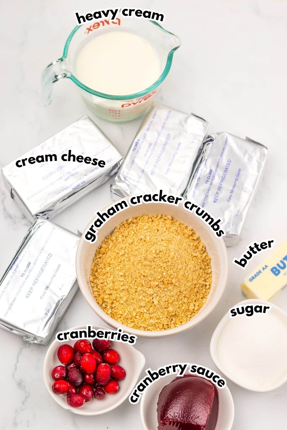 Bowls of ingredients on a counter.