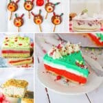 Collage of no bake holiday desserts.