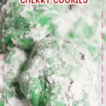 Pistachio cherry cookies on a platter.