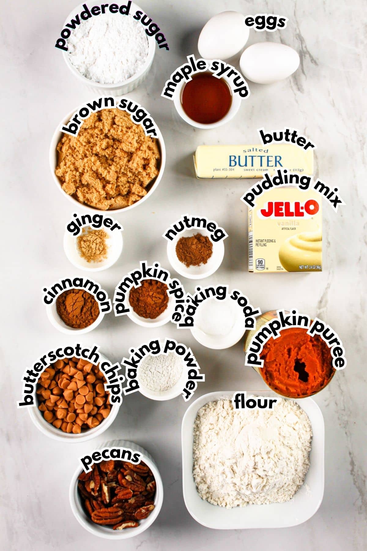 Bowls of ingredients on a counter.