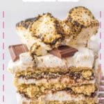 Slice of smores icebox cake on a spatula.