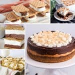 Easy S’mores Inspired Desserts Collage of smores desserts.