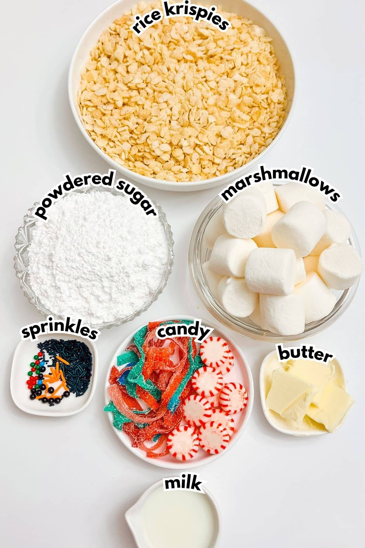 Bowls of ingredients on a counter.