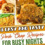 Collage image of pork chop recipes.