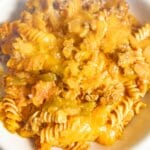 Bowl full of crock pot sloppy joe casserole.