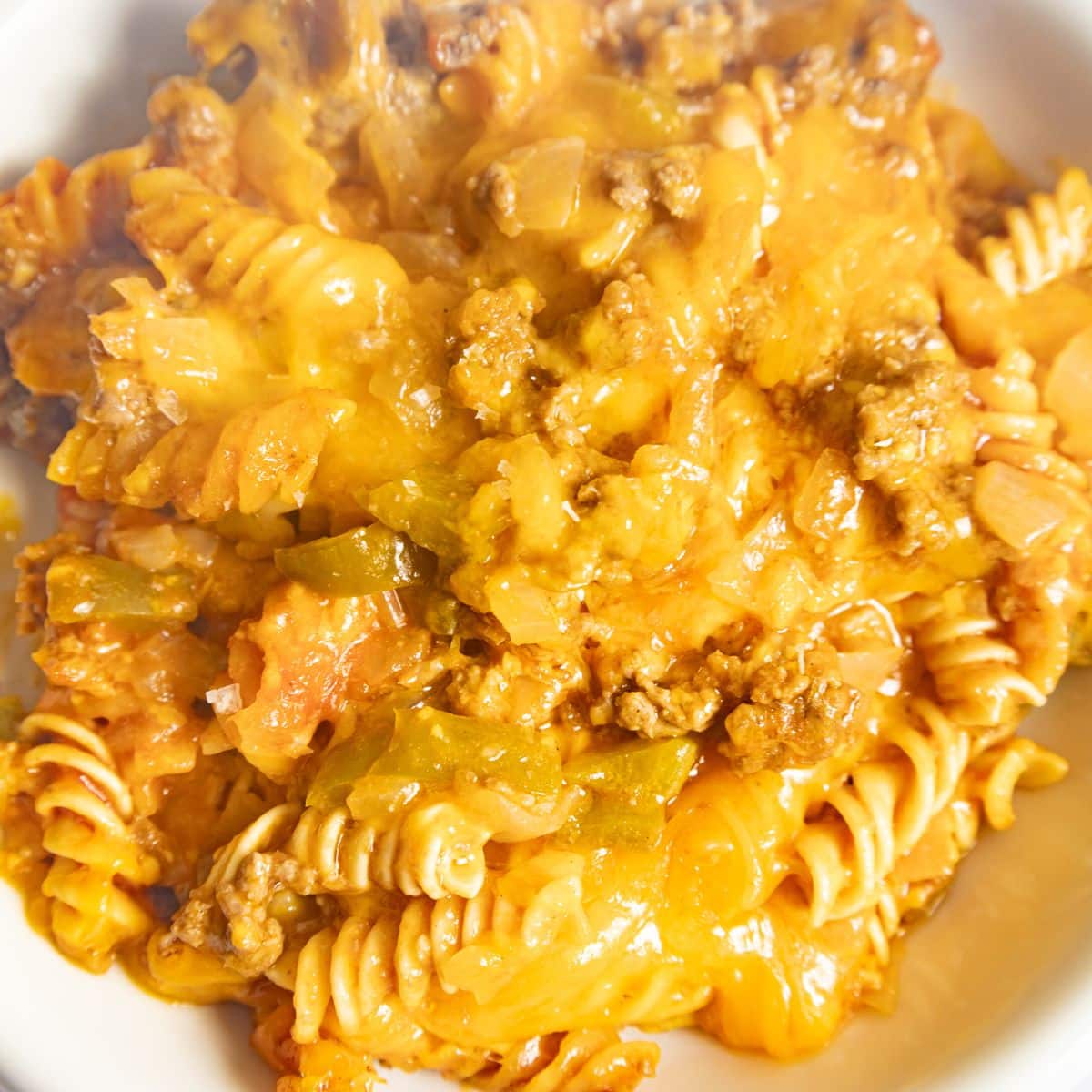 Bowl full of crock pot sloppy joe casserole.