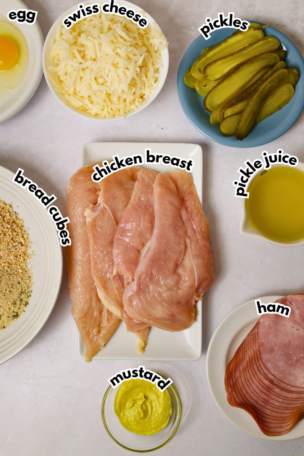 Bowls of ingredients on a counter.