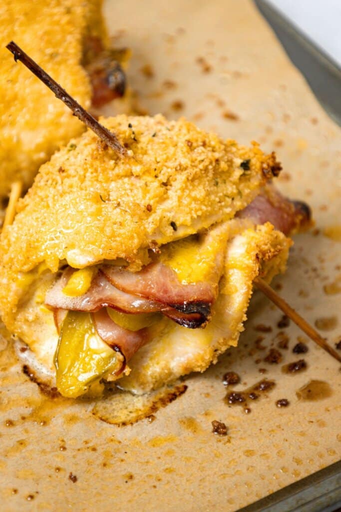 Cubano chicken on a baking sheet.