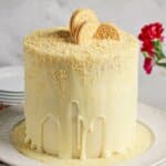 Whole Golden Oreo Cake on a platter.
