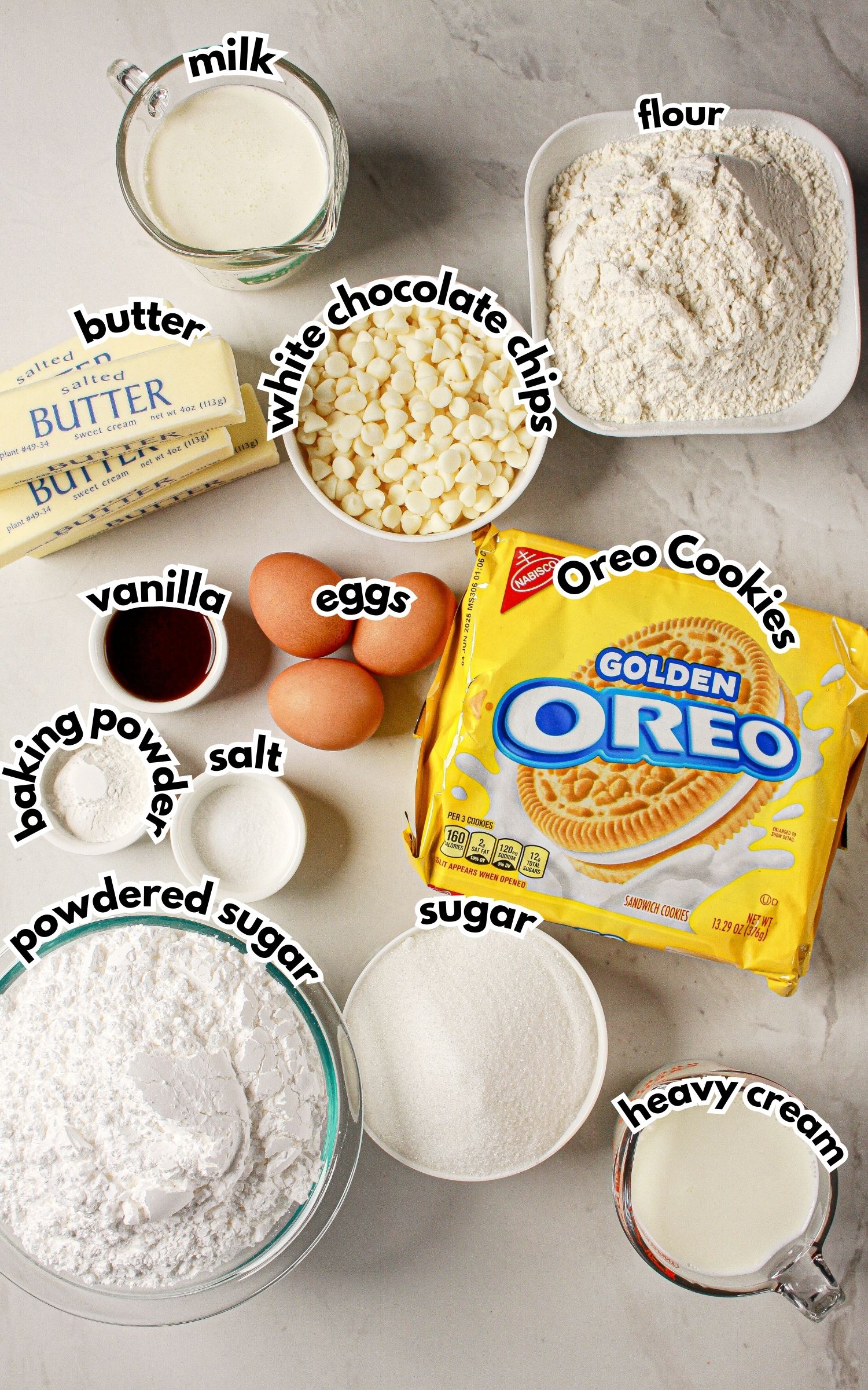 Ingredients on a counter in bowls.