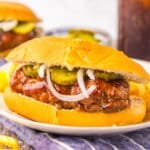 Mcrib sandwich on a plate with some fries.