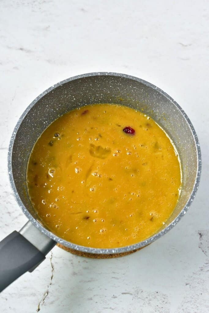 Batter in a saucepan.