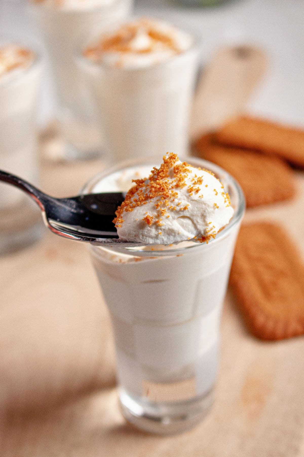 Rumchata pudding shots in glasses.