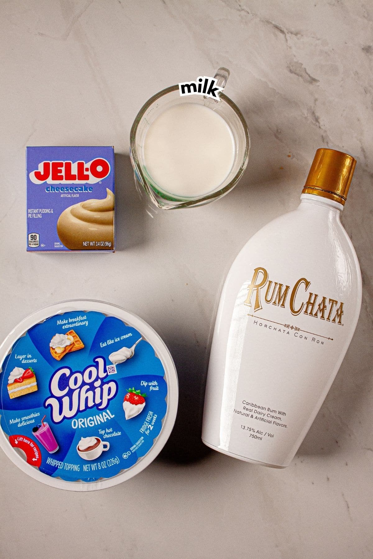 Ingredients on a counter ready to mix.