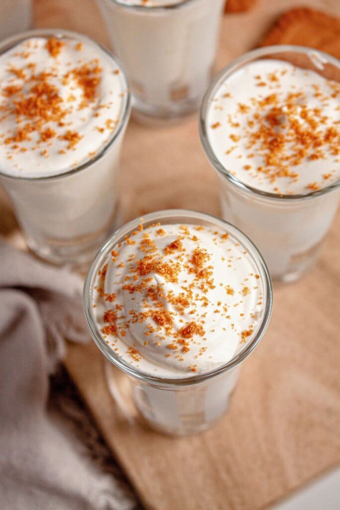 Rumchata pudding shots in glasses.
