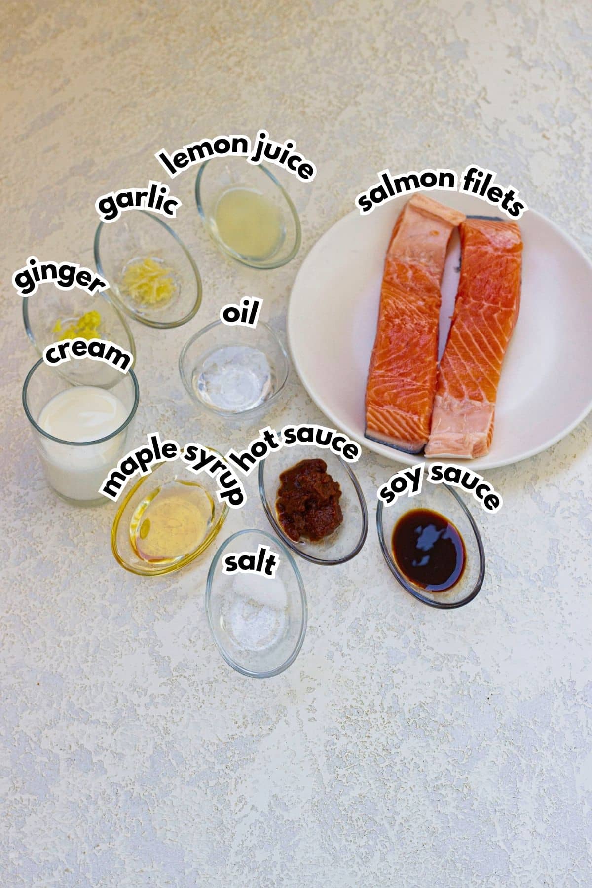 Bowl of ingredients on a counter.
