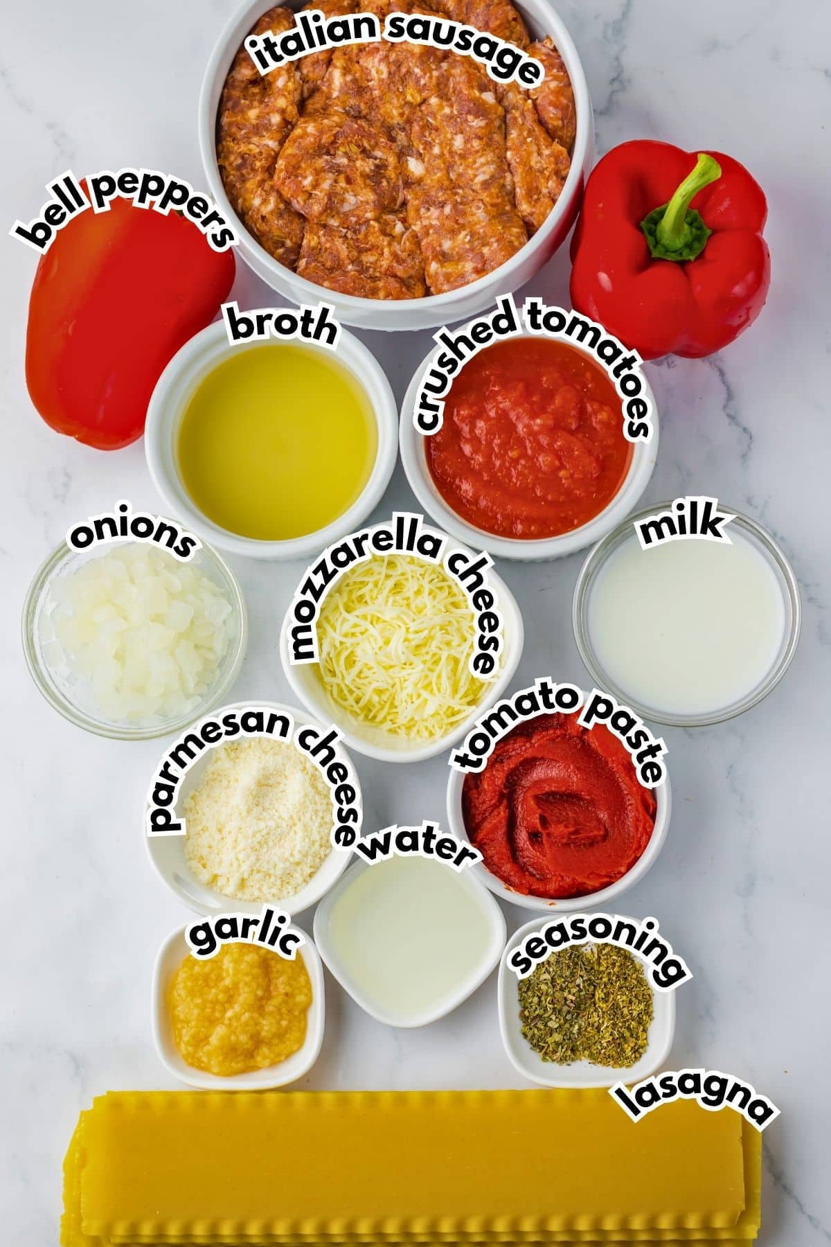 Bowls of ingredients on a counter.