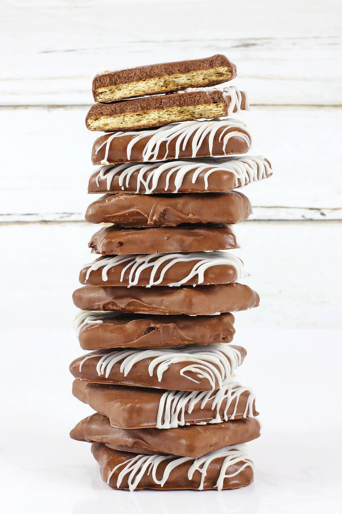 Bailey's graham crackers stacked on top of each other.