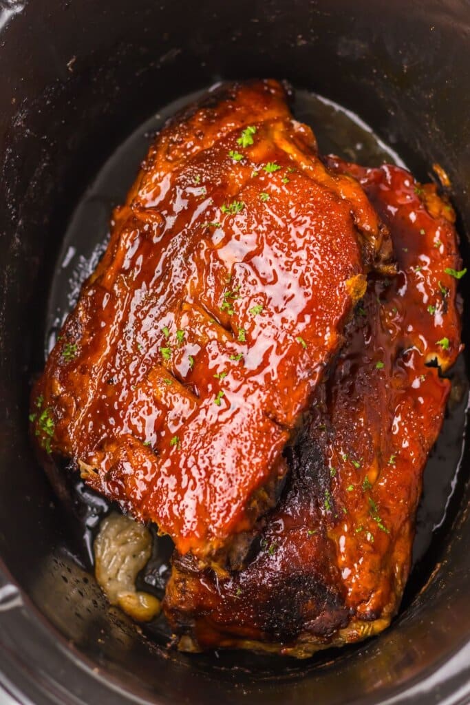 Ribs in a crock pot.
