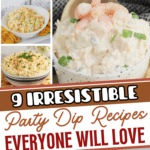 Collage image of dip recipes.