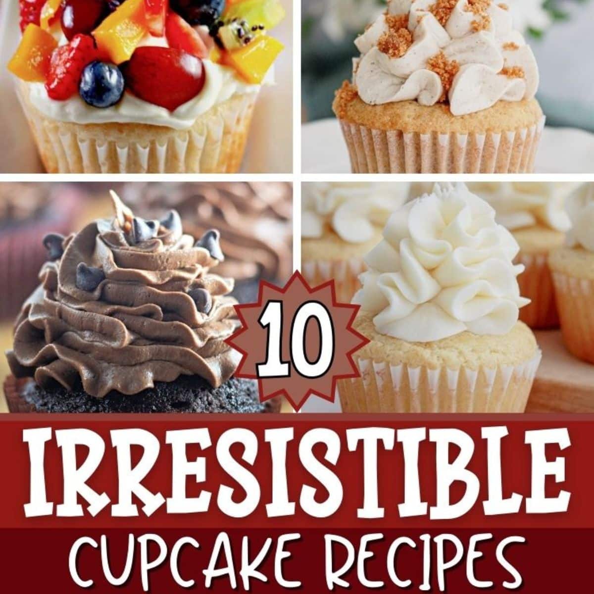 Collage of cupcake recipes.