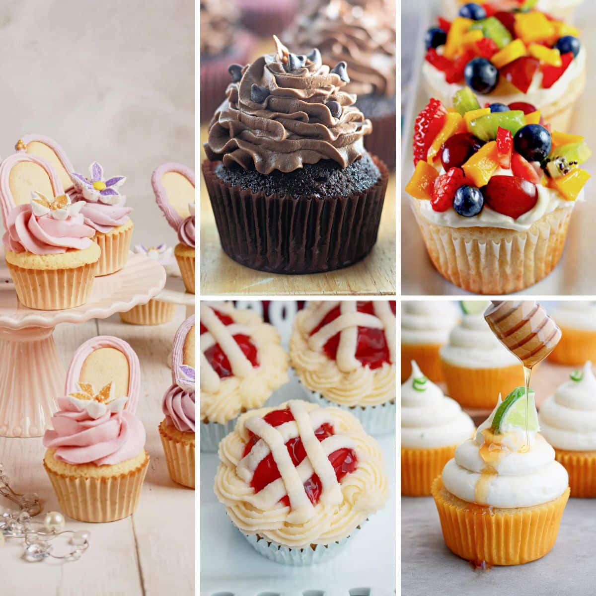 Collage of 10 cupcake recipes.