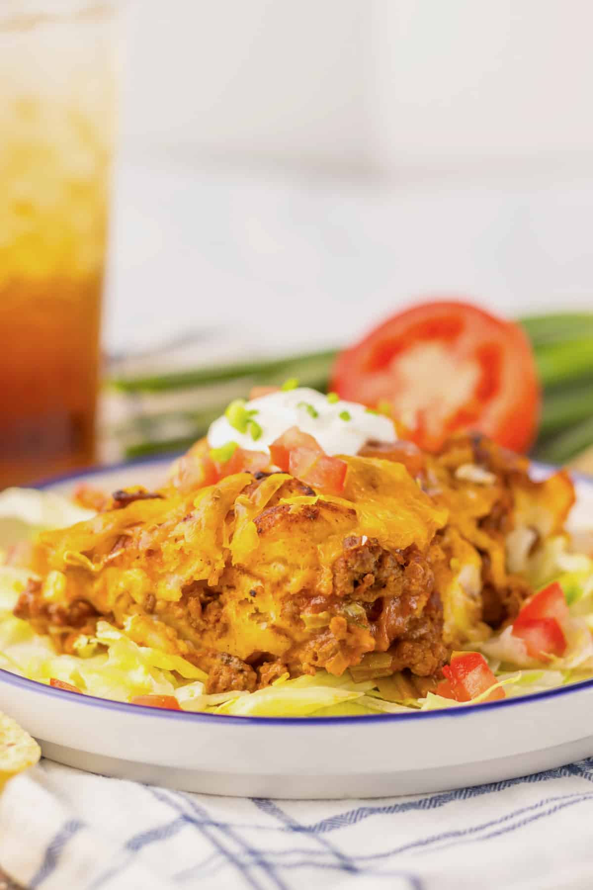 Taco bubble up bake on a plate.