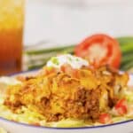 Taco bubble up bake on a plate.