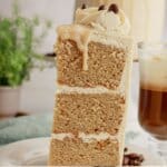 Slice of cappuccino cake on a plate.